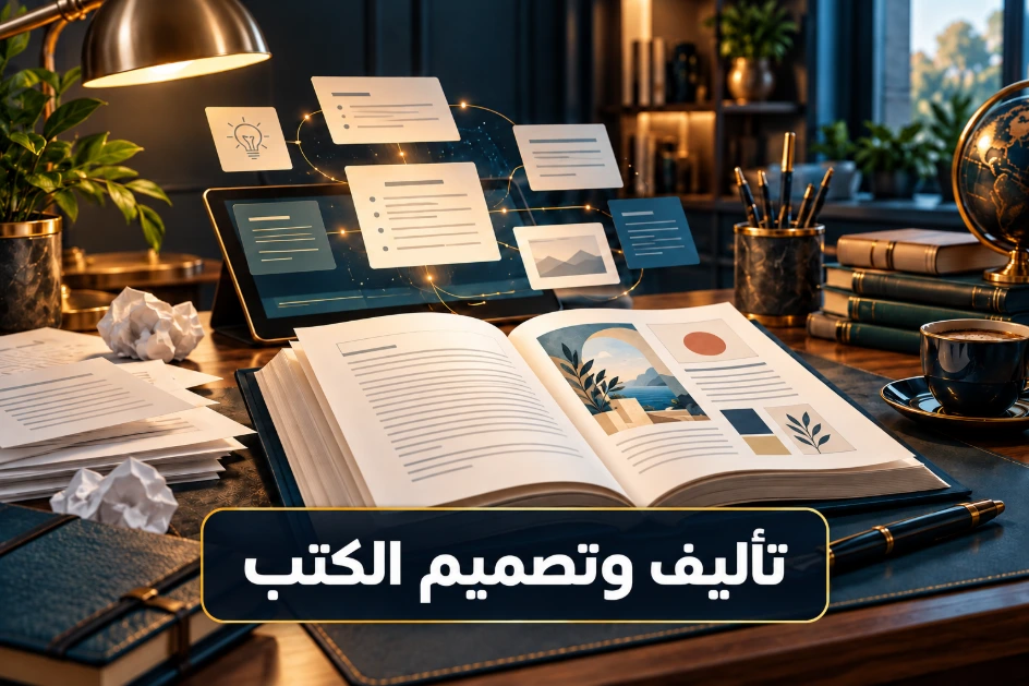 Navy and gold eBook writing and design sample